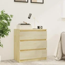 vidaXL - Ladekast met 3 lades - Naturel - Massief grenenhout - 60x36x64 cm