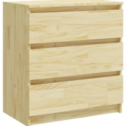 vidaXL - Ladekast met 3 lades - Naturel - Massief grenenhout - 60x36x64 cm