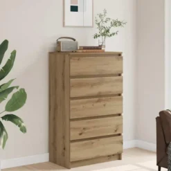 vidaXL - Ladekast 60x36x103 cm bewerkt hout artisanaal eikenkleur