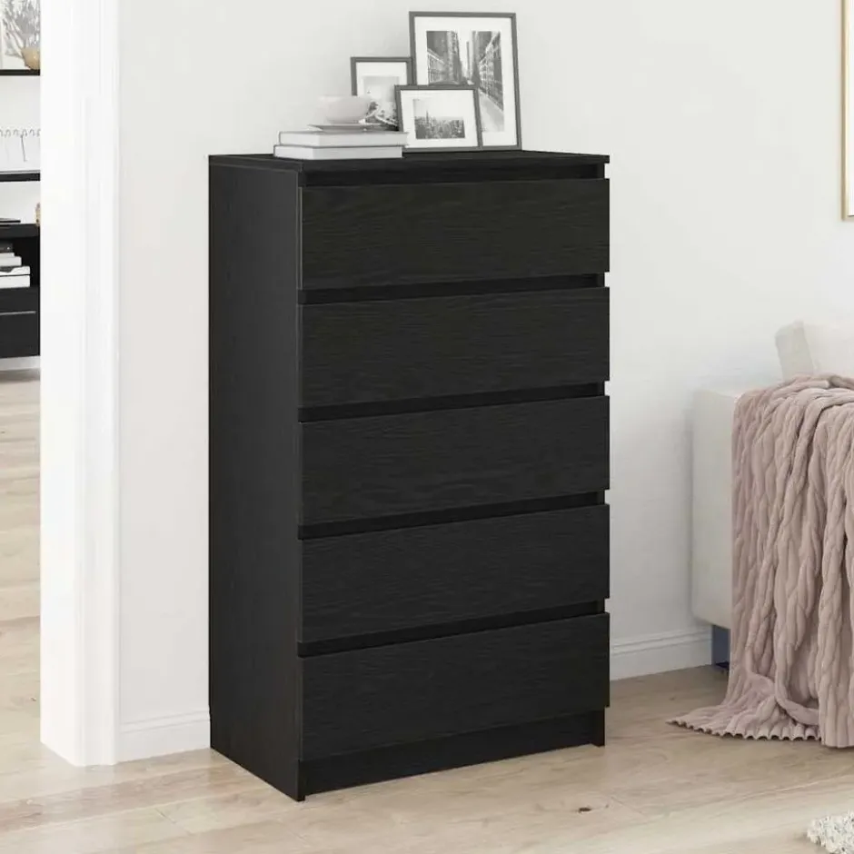 vidaXL - Ladekast 60 x 36 x 103 cm Zwart Bewerkt hout