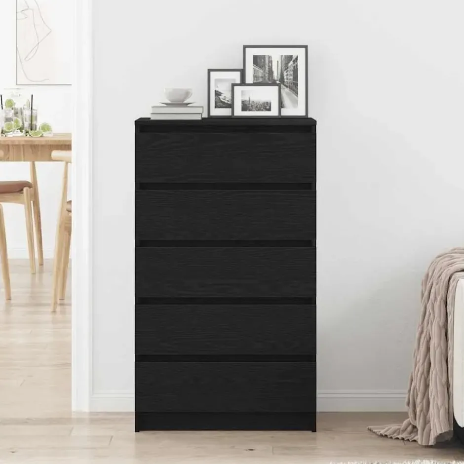 vidaXL - Ladekast 60 x 36 x 103 cm Zwart Bewerkt hout