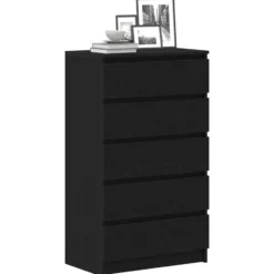 vidaXL - Ladekast 60 x 36 x 103 cm Zwart Bewerkt hout
