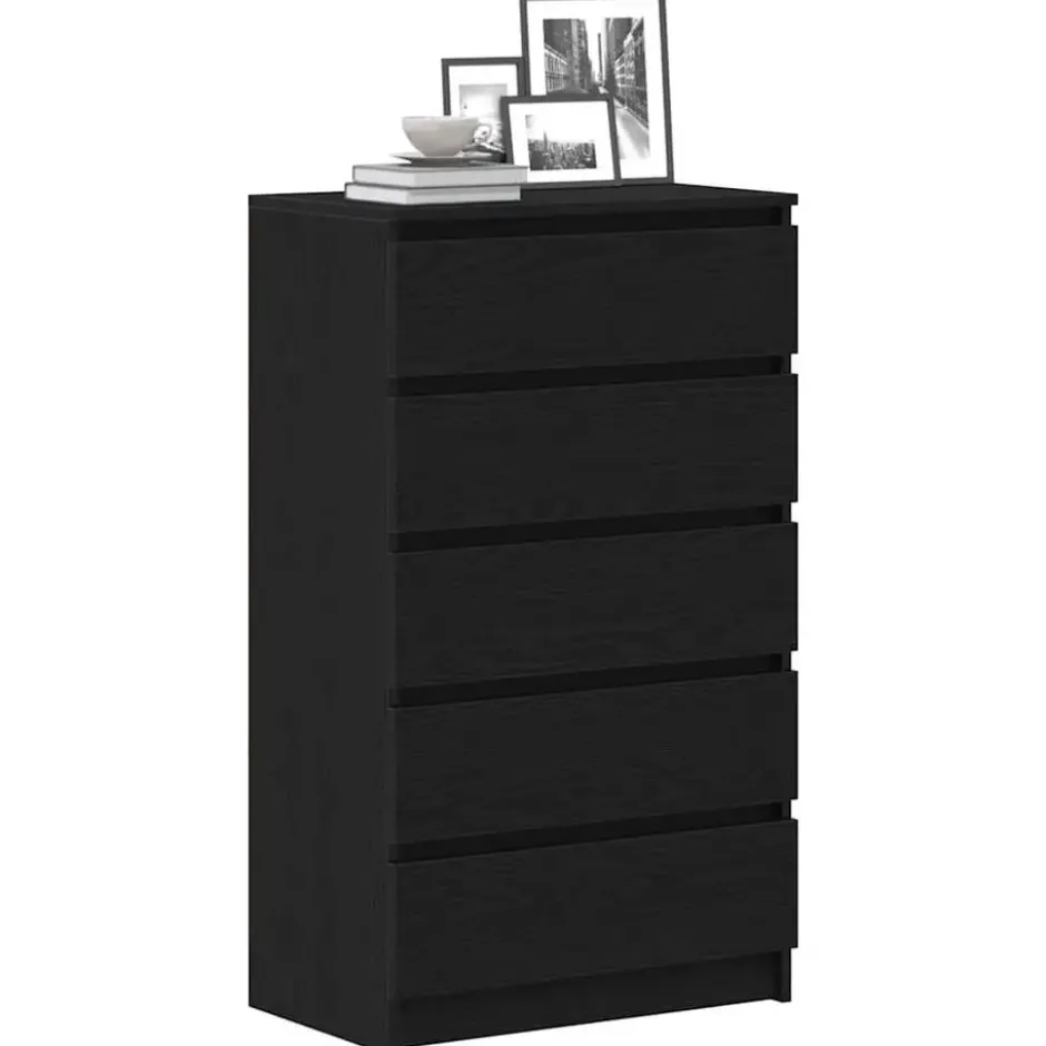 vidaXL - Ladekast 60 x 36 x 103 cm Zwart Bewerkt hout