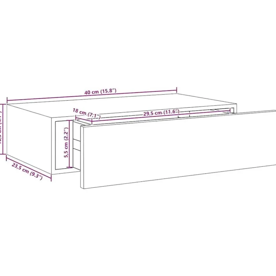 vidaXL - Ladeschap - Zwart - MDF