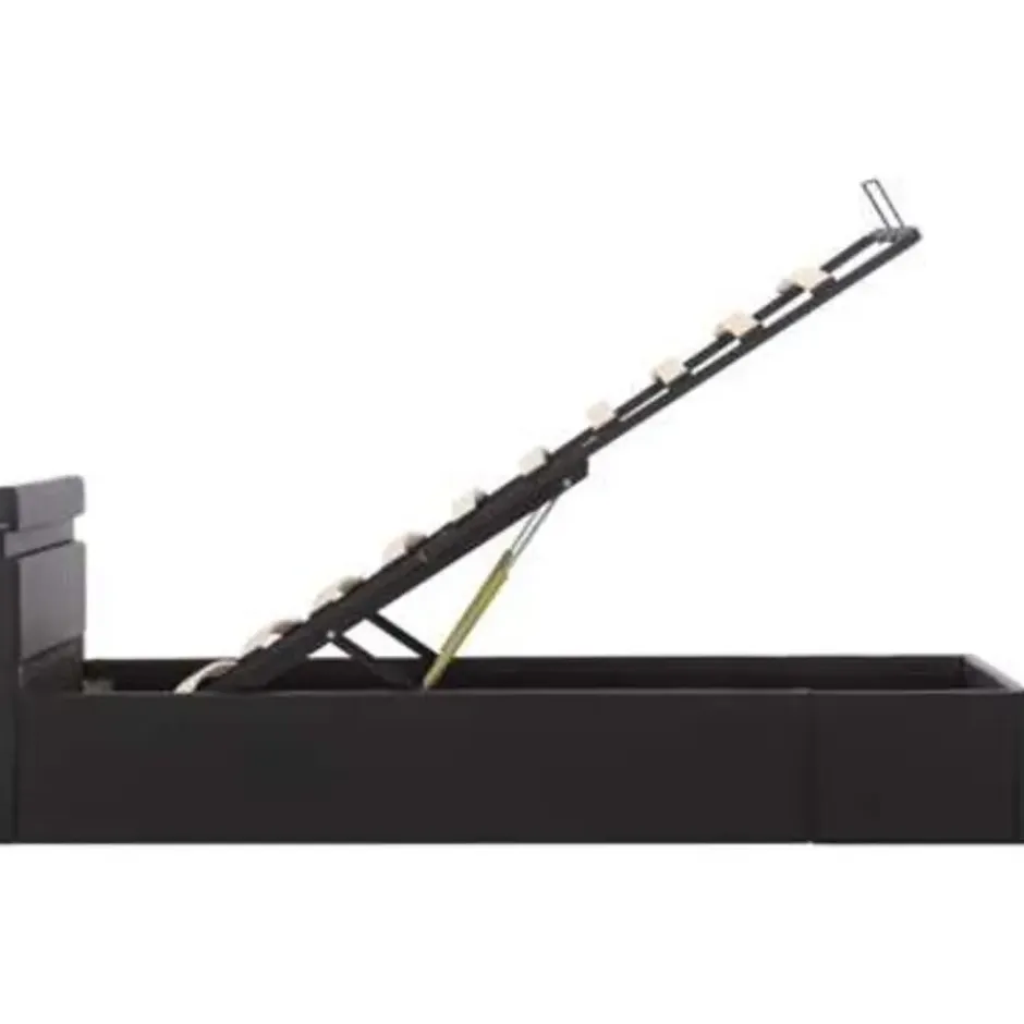 vidaXL - LED bed met opbergruimte - Hydraulisch - Zwart - Kunstleer - 90x200 cm