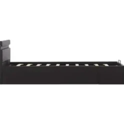 vidaXL - LED bed met opbergruimte - Hydraulisch - Zwart - Kunstleer - 90x200 cm