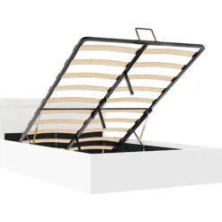 vidaXL - LED bed met opbergruimte - Hydraulisch - Wit - Kunstleer - 120x200 cm