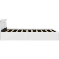 vidaXL - LED bed met opbergruimte - Hydraulisch - Wit - Kunstleer - 120x200 cm