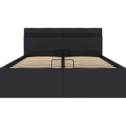 vidaXL - LED Bed met opbergruimte hydraulisch - Zwart - Kunstleer - 140x200 cm