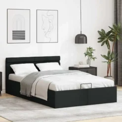vidaXL - LED Bed met opbergruimte hydraulisch - Zwart - Kunstleer - 140x200 cm