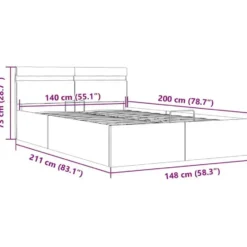 vidaXL - LED Bed met opbergruimte hydraulisch - Zwart - Kunstleer - 140x200 cm