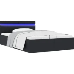 vidaXL - LED Bed met opbergruimte hydraulisch - Zwart - Kunstleer - 140x200 cm