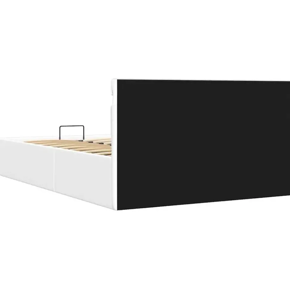 vidaXL - LED bed met opbergruimte - Hydraulisch - Wit - Kunstleer - 140x200 cm