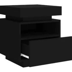 vidaXL - LED Nachtkastjes met lade - Zwart - Bewerkt hout - 40x39x48.5 cm - 2 st