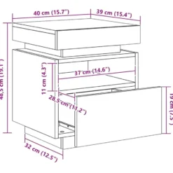vidaXL - LED Nachtkastjes met lade - Zwart - Bewerkt hout - 40x39x48.5 cm - 2 st