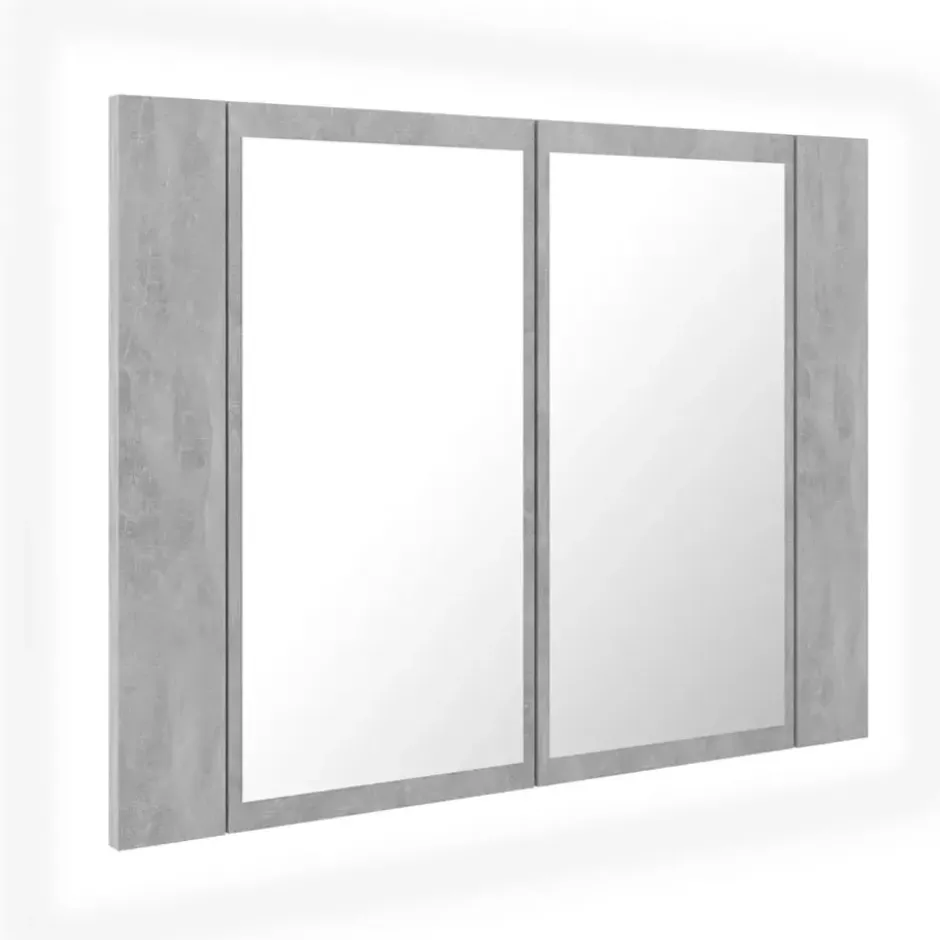 vidaXL - Led-spiegelkast - Grijs - Bewerkt hout