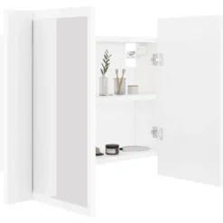 vidaXL - Led-spiegelkast - Wit - Bewerkt hout