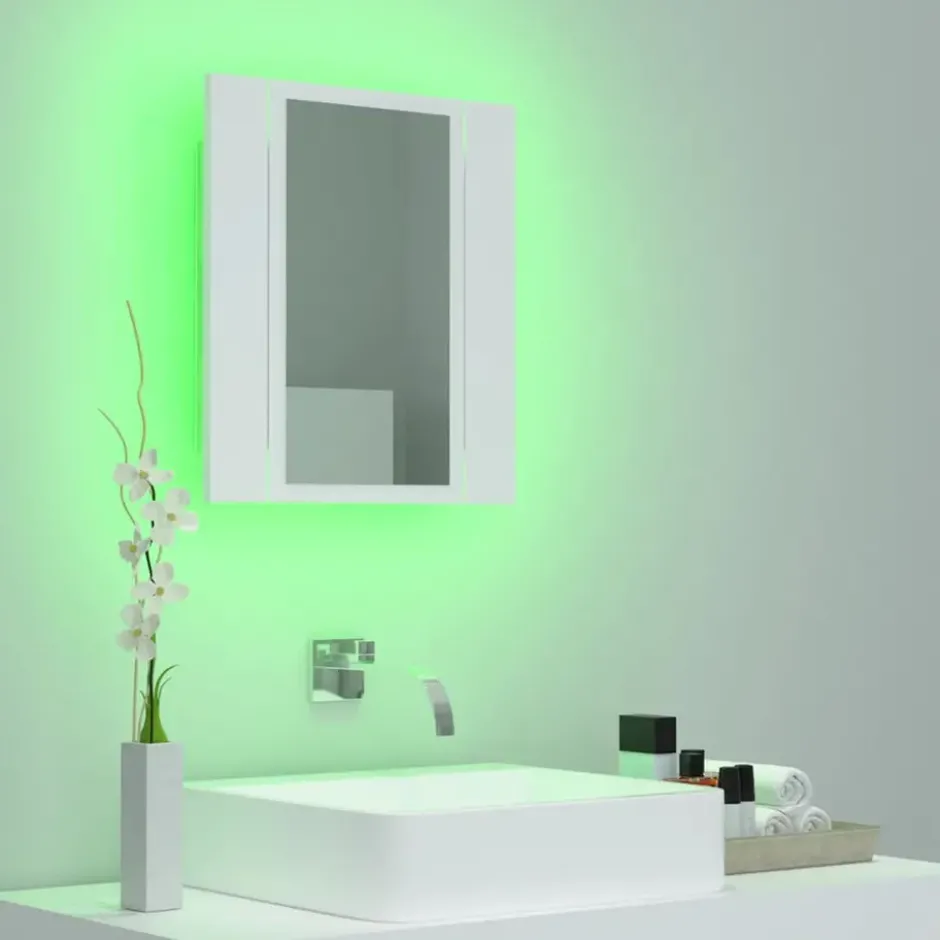 vidaXL - Led-spiegelkast - Wit - Bewerkt hout