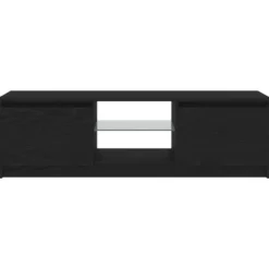 vidaXL - LED TV-meubel met 2 deuren - Zwart eiken - Hout en glas - 120x30x36 cm