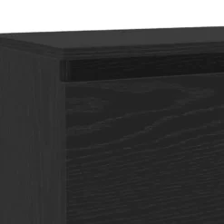 vidaXL - LED TV-meubel met 2 deuren - Zwart eiken - Hout en glas - 120x30x36 cm