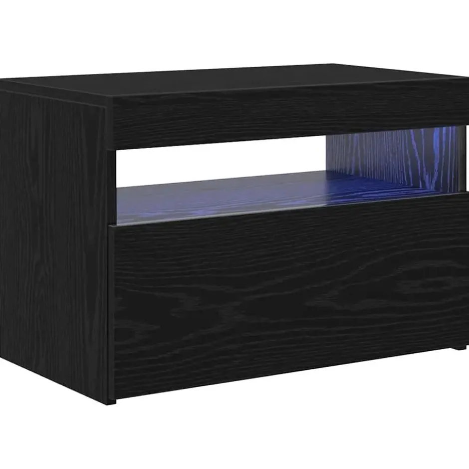 vidaXL - LED TV-meubel met deur - Zwart eiken - Hout - 60x35x40 cm
