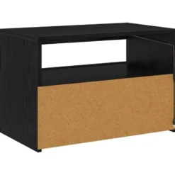 vidaXL - LED TV-meubel met deur - Zwart eiken - Hout - 60x35x40 cm