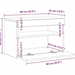 vidaXL - LED TV-meubel met deur - Zwart eiken - Hout - 60x35x40 cm