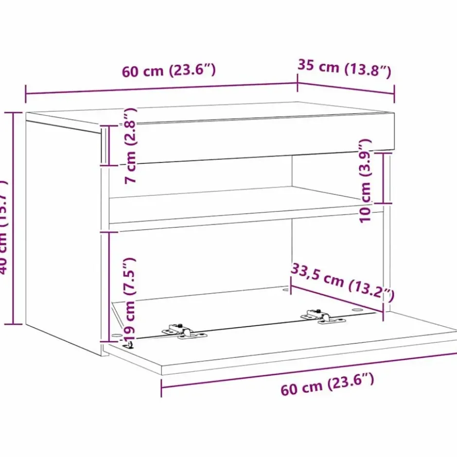 vidaXL - LED TV-meubel met deur - Zwart eiken - Hout - 60x35x40 cm