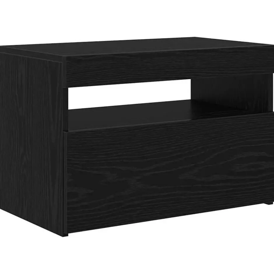 vidaXL - LED TV-meubel met deur - Zwart eiken - Hout - 60x35x40 cm