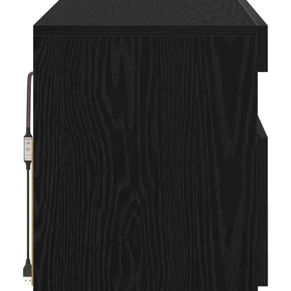 vidaXL - LED TV-meubel met deur - Zwart eiken - Hout - 60x35x40 cm