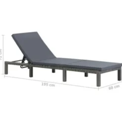 vidaXL - Ligbed - Antraciet - Poly rattan