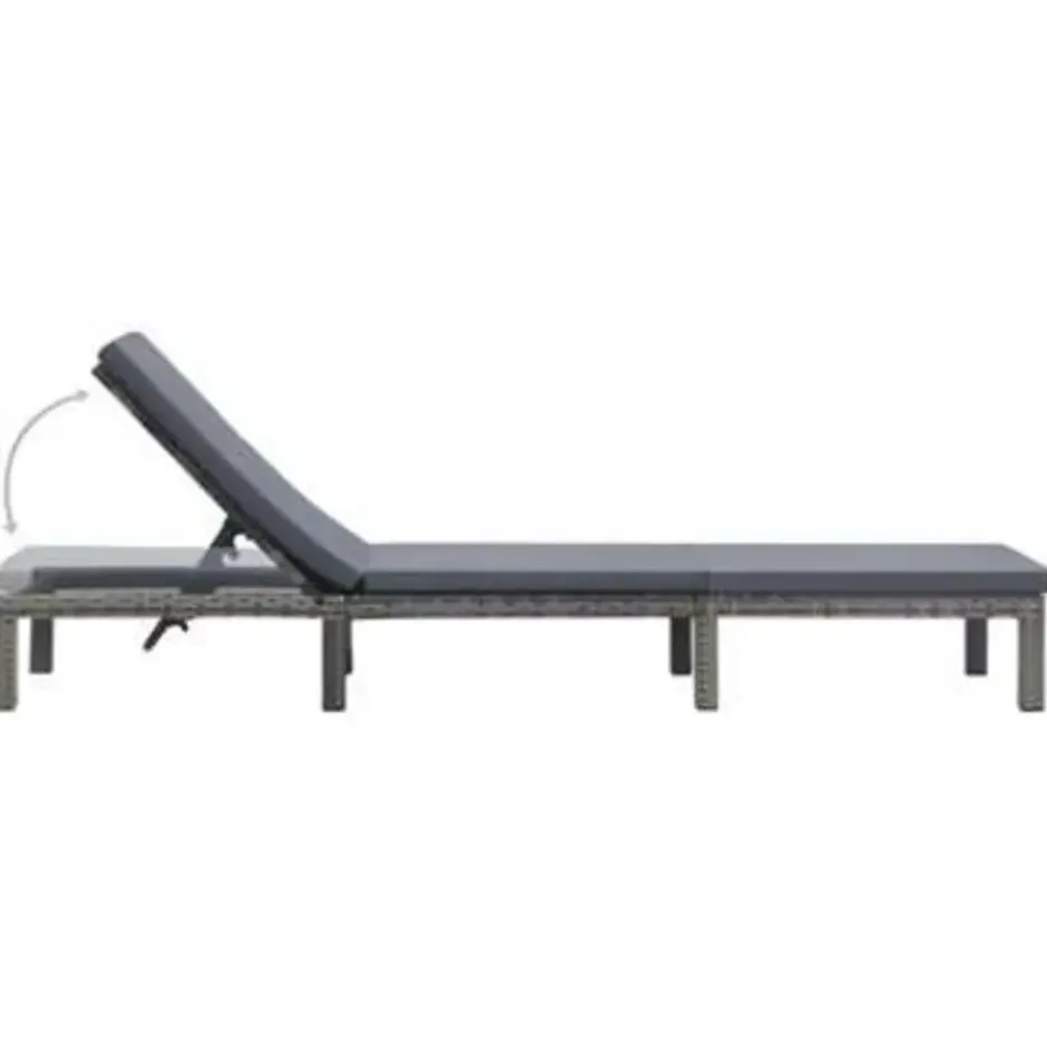 vidaXL - Ligbed - Antraciet - Poly rattan