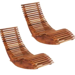 vidaXL - Ligbedden schommelend - Bruin - Acaciahout - 2 stuks