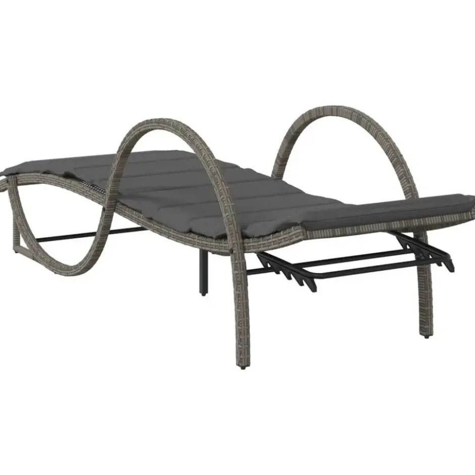 vidaXL - Ligbed - Grijs - Poly rattan