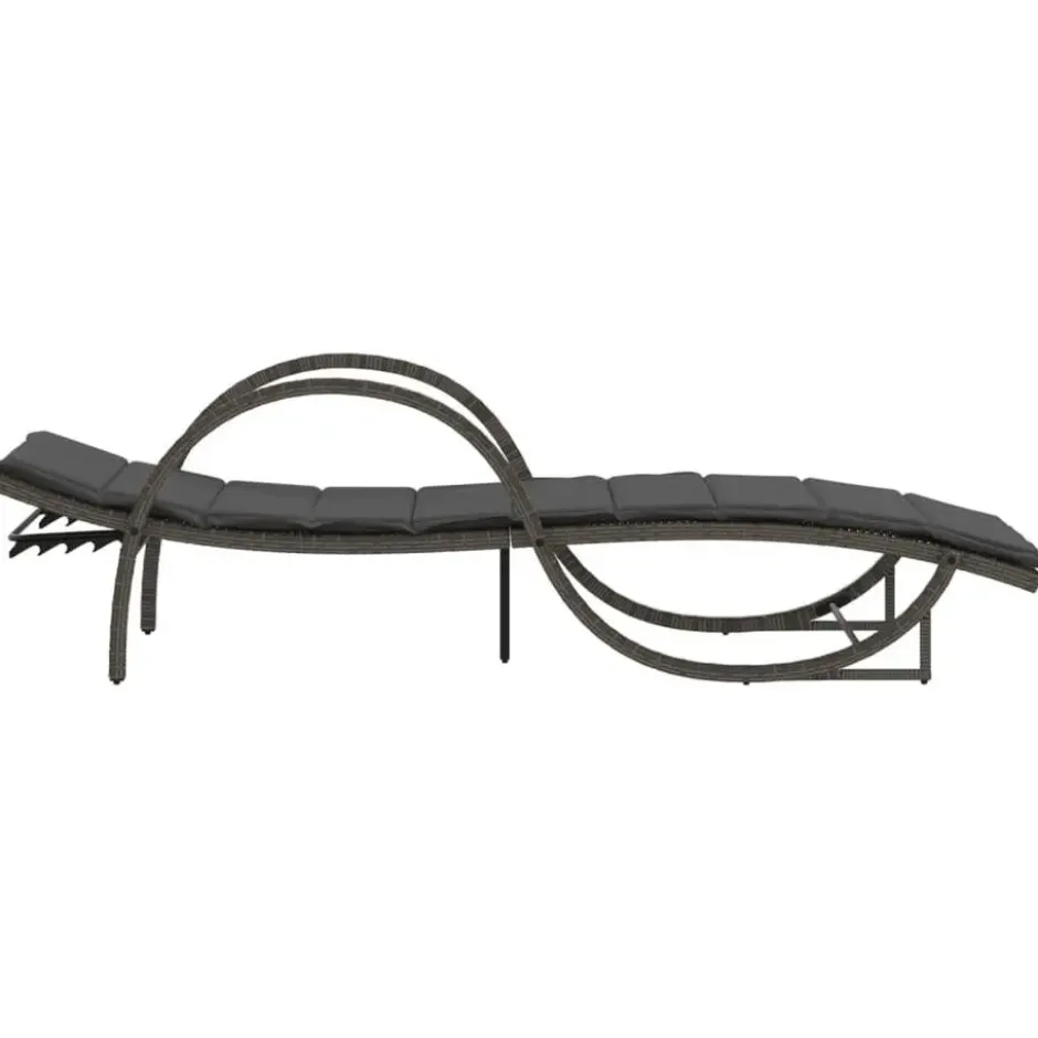 vidaXL - Ligbed - Grijs - Poly rattan