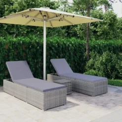 vidaXL - Ligbed - Grijs - Poly rattan
