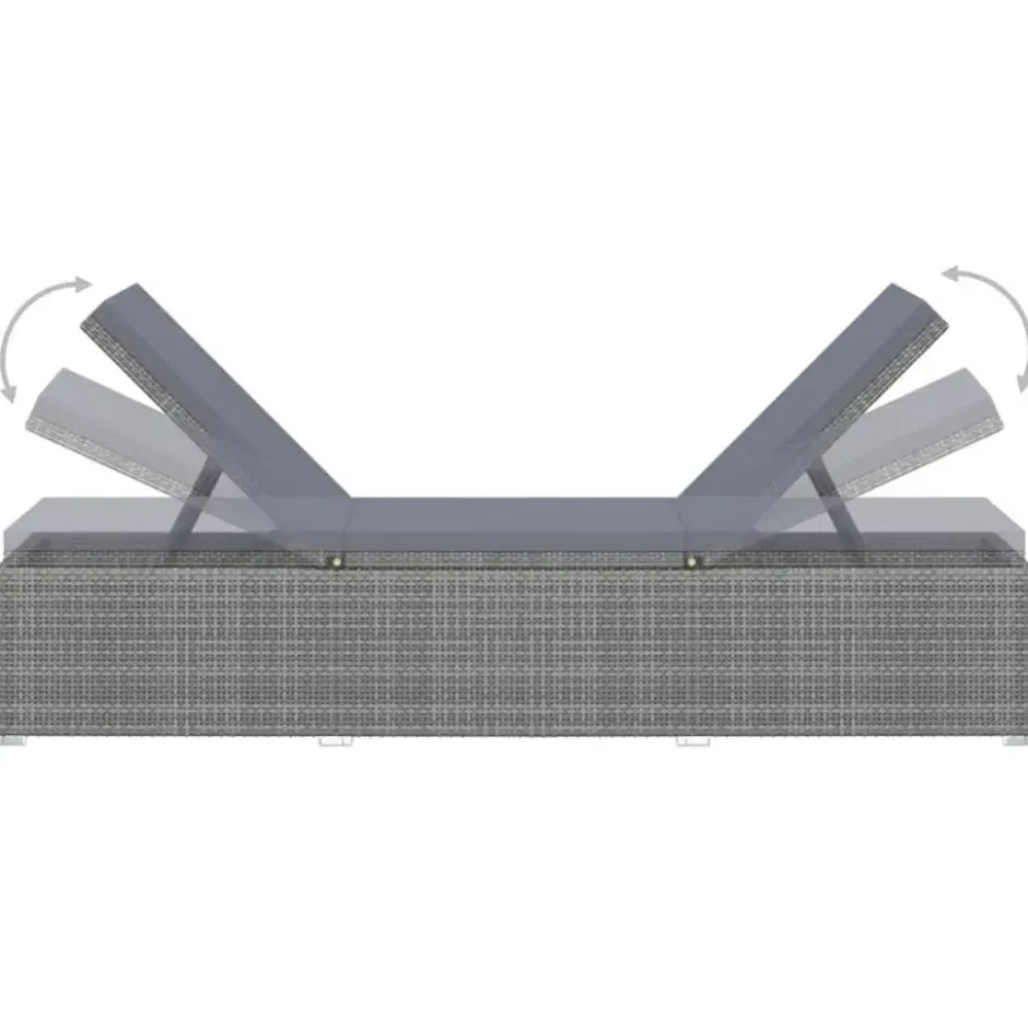 vidaXL - Ligbed - Grijs - Poly rattan