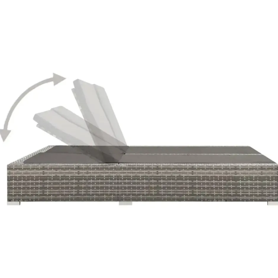 vidaXL - Ligbed - Grijs - Poly rattan