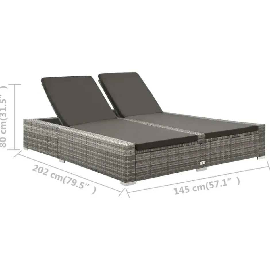 vidaXL - Ligbed - Grijs - Poly rattan