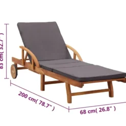 VIDAXL Ligbed met kussen massief acaciahout