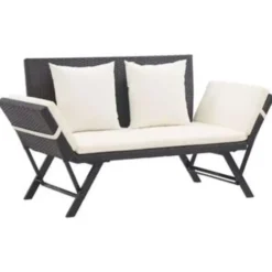vidaXL - Ligbed - Zwart - Poly rattan