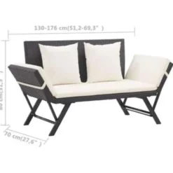 vidaXL - Ligbed - Zwart - Poly rattan