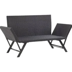 vidaXL - Ligbed - Zwart - Poly rattan