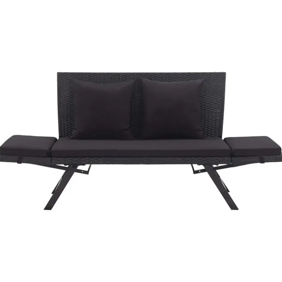vidaXL - Ligbed - Zwart - Poly rattan
