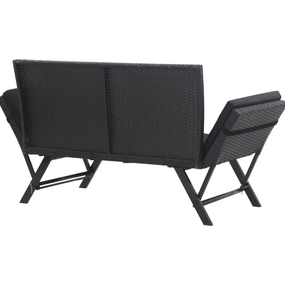 vidaXL - Ligbed - Zwart - Poly rattan