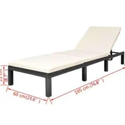 vidaXL - Ligbed - Zwart - Poly rattan