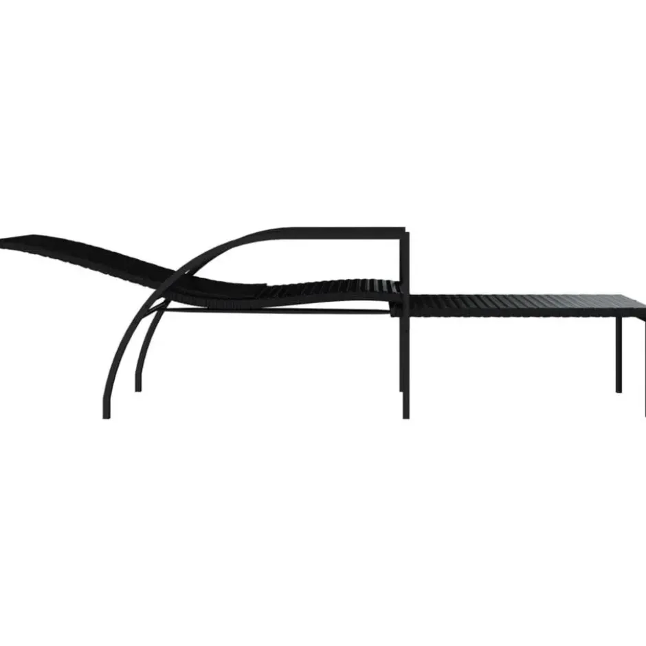 vidaXL - Ligbed - Zwart - Poly rattan