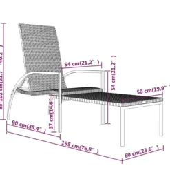 vidaXL - Ligbed - Zwart - Poly rattan