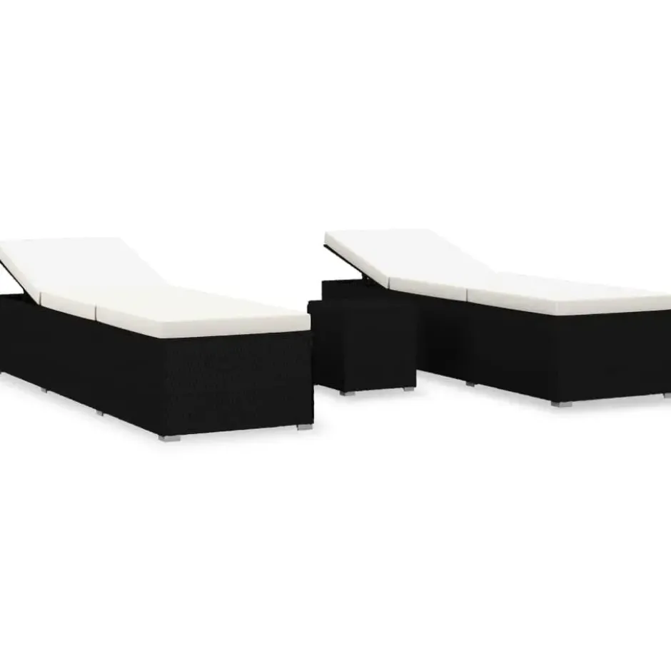 vidaXL - Ligbed - Zwart - Poly rattan
