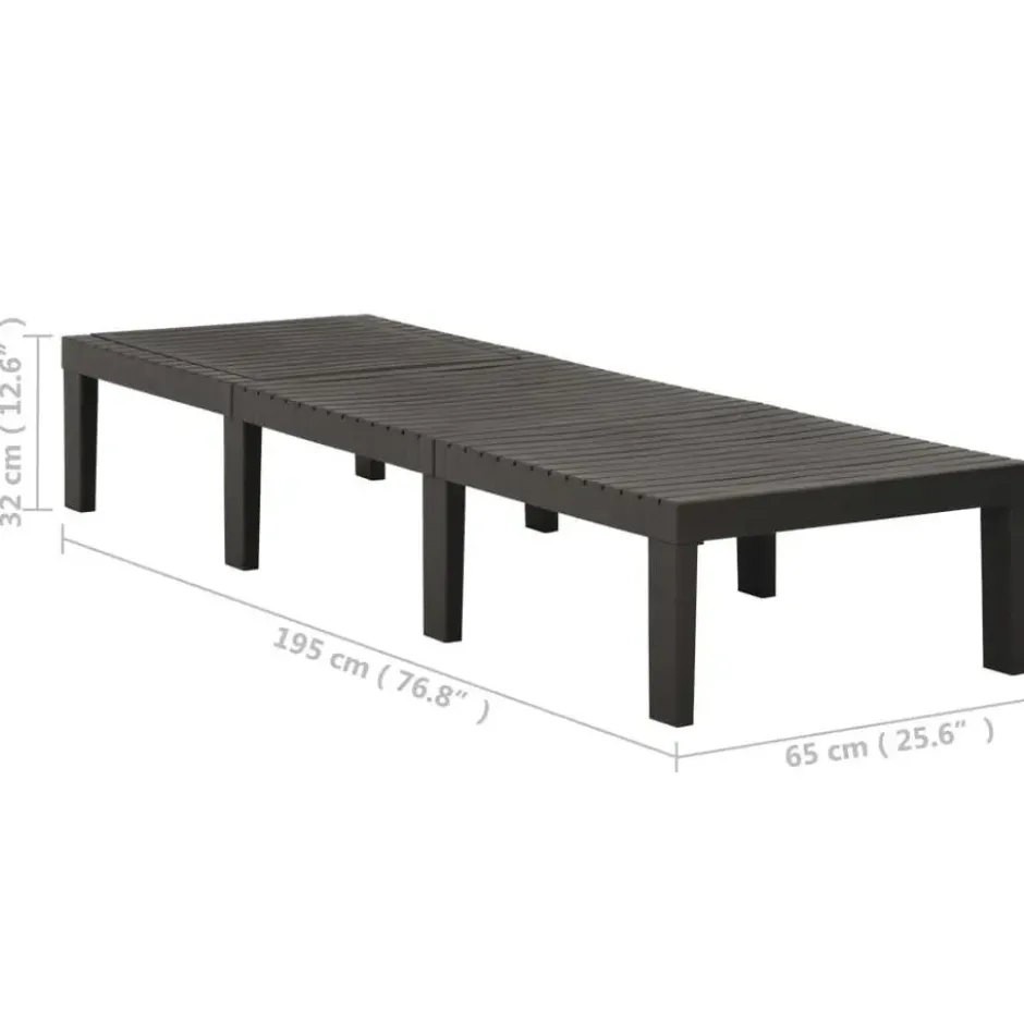 vidaXL - Ligstoel - Antraciet - Kunststof